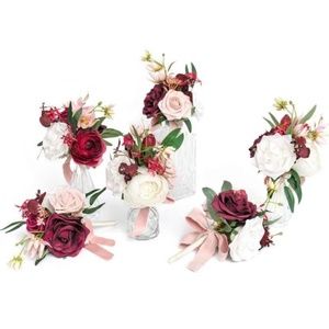 Ling’s Moment Marsala and Blush Floral Centerpieces (6)